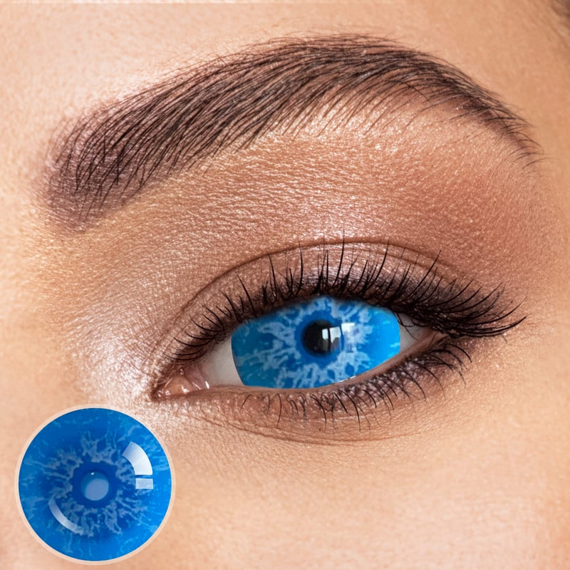 Poppie's Coral Blue Doll Eye Mini Sclera Contact Lenses (17MM)