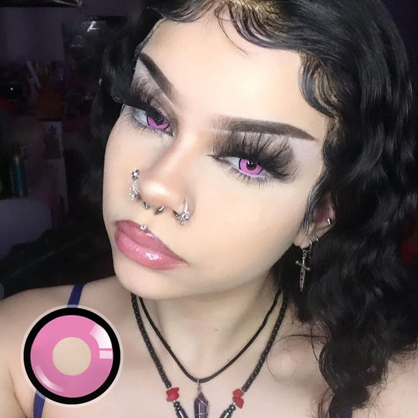 Kat Anime Cloud Rim Pink Contact Lenses