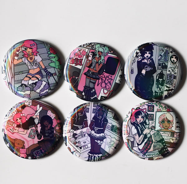 (EYEVOS Exclusive!) Holographic Alternative Girl Badges ✖️ 1 Random Piece